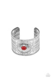 Aztec Artisan - Red New Arrivals-Lovelee's Treasures-bracelets,cuff,fiery red stone,jewelry,New Arrivals,red,silver,tribal inspired