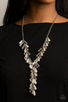 Dripping With DIVA-ttitude - White Necklaces New Arrivals-Lovelee's Treasures-beaded teardrops,extended tassel,Glassy,jewelry,necklaces,new arrivals 5/11/21,pearly,silver,white