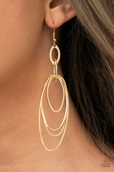 Paparazzi ~ OVAL The Moon - Gold Earrings New Arrivals-Lovelee's Treasures-earrings,gold,jewelry,layered,new arrivals 5/11/21,ovals,paparazzi,standard fishhook fitting