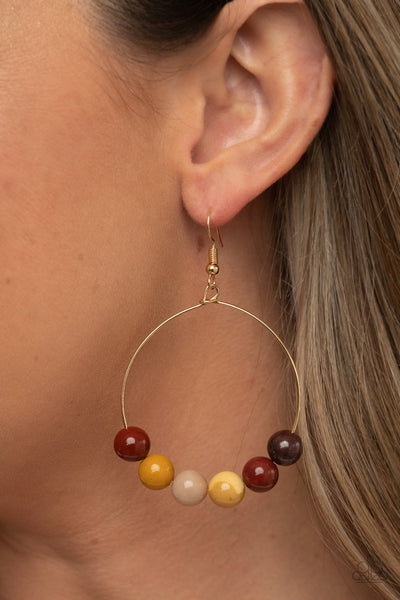 Let It Slide - Multi Earrings New Arrivals-Lovelee's Treasures-earrings,earthy centerpiece,gold,hoop,jewelry,multi,new arrivals 5/24/21,standard fishhook fitting