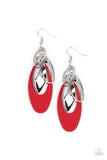 Paparazzi ~ Ambitious Allure  Red - Earrings New Arrivals-Lovelee's Treasures-earrings,glassy white rhinestones,jewelry,new arrivals 4/12/21,red,silver