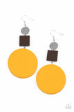 Modern Materials - Yellow Earrings New Arrivals-Lovelee's Treasures-earrings,jewelry,new arrivals,standard fishhook fitting,wood,wooden,yellow