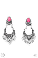 Summery Gardens - Pink Earrings New arrivals-Lovelee's Treasures-earrings,jewelry,new arrivals,pink,standard clip-on