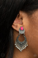 Summery Gardens - Pink Earrings New arrivals-Lovelee's Treasures-earrings,jewelry,new arrivals,pink,standard clip-on
