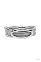 Corded Couture - Silver        Bracelets-Lovelee's Treasures-bracelets,corded,Features a magnetic closure,jewelry,oval silver fitting,silver