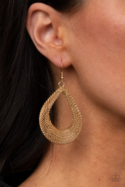 A Hot MESH - Gold Earrings-Lovelee's Treasures-earrings,gold,jewelry,standard fishhook fitting