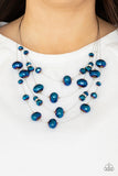 Cosmic Real Estate - Blue      Necklaces-Lovelee's Treasures-blue,floating layers,jewelry,metallic blue beads,necklaces,oil spill