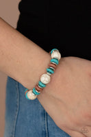 Rustic Rival - Multi Bracelets New Arrivals-Lovelee's Treasures-bracelets,jewelry,multi,new 5/25/21,stretchy band,turquoise stones,white stones
