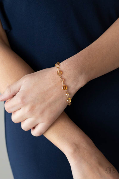 Paparazzi - Colorfully Cosmic - Gold        Bracelets-Lovelee's Treasures-bracelets,gold,golden crystal-like beads,jewelry