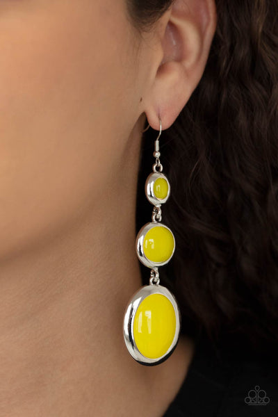 Retro Reality - Yellow Earrings New Arrivals-Lovelee's Treasures-earrings,glassy yellow beads,jewelry,new arrivals,standard fishhook fitting,yellow