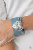 Flauntable Flirt - Blue  Bracelets New Arrivals-Lovelee's Treasures-adjustable snap closure,blue,bracelets,heart,jewelry,leather,new arrivals