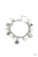 Retreat into Romance - Green      Bracelets-Lovelee's Treasures-bracelets,charms,green,iridescent crystal-like beads,jewelry