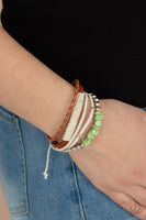 Keep At ROAM Temperature - Green      Bracelets-Lovelee's Treasures-bracelets,green,jewelry,leather,leather bands,silver beads,suede