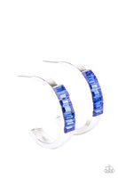 Paparazzi - Bursting With Brilliance - Blue Earrings New Arrivals-Lovelee's Treasures-approximately 1" in diameter,blue,earrings,jewelry,new arrivals,paparazzi,silver hoop,standard post fitting