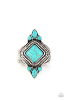 Mesa Mystic - Blue  Rings New Arrivals-Lovelee's Treasures-blue,jewelry,new arrivals,rings,stretchy band,turquoise stone