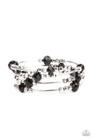 Showy Shimmer - Black Bracelets New Arrivals-Lovelee's Treasures-black,bracelets,crystal-like accents,infinity wrap bracelet,jewelry,new arrivals 4/27/21