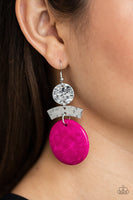 Paparazzi ~ Diva Of My Domain - Pink Earrings-Lovelee's Treasures-earrings,jewelry,pink,wood,wooden disc