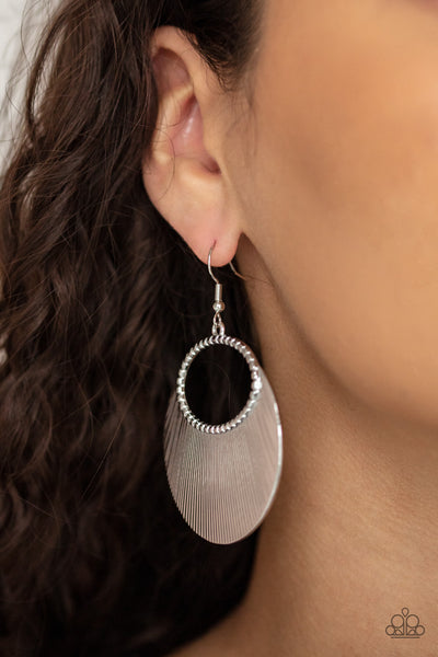 Fan Girl Glam - Silver Earrings New Arrivals-Lovelee's Treasures-earrings,jewelry,new arrivals,silver,standard fishhook fitting,textured