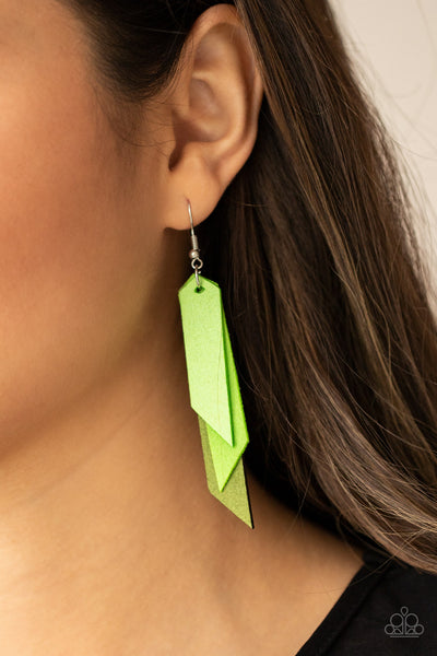 Suede Shade - Green Earrings New Arrivals-Lovelee's Treasures-earrings,green,jewelry,leather,standard fishhook fitting,suede
