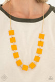 Hello, Material Girl - Orange  Necklaces New Arrivals-Lovelee's Treasures-fashion fix necklace,jewelry,necklaces,new arrivals 4/27/21,orange,spring Pantone® of Marigold flare,warm gold metallic accents