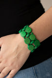 Beach Bravado - Green-Lovelee's Treasures-bracelets,Earthy green,green,jewelry,stretchy bands,wood,wooden
