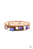 Pebble Paradise - Mutli        Bracelets-Lovelee's Treasures-bracelets,brown leather band,jewelry,multi,multicolored pebbles
