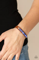 Pebble Paradise - Blue Bracelets New Arrivals-Lovelee's Treasures-blue,bracelets,brown band,eather band,jewelry,new arrivals 5/6/21,snap bracelet