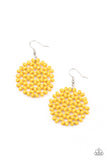Summer Escapade - Yellow Earrings New Arrivals-Lovelee's Treasures-earrings,floral pattern,jewelry,standard fishhook fitting,yellow,yellow wooden beads