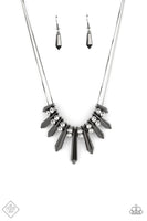 Dangerous Dazzle.   Necklaces-Lovelee's Treasures-black,fashion fix necklace,gunmetal rods,jewelry,necklaces,white rhinestones