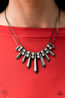 Dangerous Dazzle.   Necklaces-Lovelee's Treasures-black,fashion fix necklace,gunmetal rods,jewelry,necklaces,white rhinestones