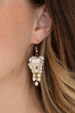 Bountiful Bouquets - Gold LOP        Earrings-Lovelee's Treasures-earrings,gold,jewelry,LOP,pearly white floral,standard fishhook fitting,white pearls