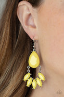 Paparazzi ~ POWERHOUSE Call - Yellow Earrings New Arrivals-Lovelee's Treasures-earrings,jewelry,marquise cut,oversized teardrop,standard fishhook fitting,yellow
