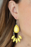 Paparazzi ~ POWERHOUSE Call - Yellow Earrings New Arrivals-Lovelee's Treasures-earrings,jewelry,marquise cut,oversized teardrop,standard fishhook fitting,yellow