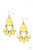 Paparazzi ~ POWERHOUSE Call - Yellow Earrings New Arrivals-Lovelee's Treasures-earrings,jewelry,marquise cut,oversized teardrop,standard fishhook fitting,yellow