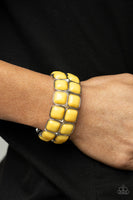 Paparazzi - Double The DIVA-ttitude - Yellow   Bracelets New Arrivals-Lovelee's Treasures-bracelets,jewelry,new arrivals,paparazzi,stretchy band,yellow