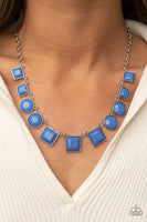Paparazzi - Tic Tac TREND - Blue Necklaces New Arrivals-Lovelee's Treasures-blue,geometric,jewelry,necklaces,new arrivals