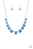 Paparazzi - Tic Tac TREND - Blue Necklaces New Arrivals-Lovelee's Treasures-blue,geometric,jewelry,necklaces,new arrivals