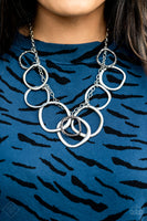 Dizzy With Desire - Silver Necklaces New Arrivals-Lovelee's Treasures-asymmetrical rings,fashion fix necklace,hematite rhinestones,jewelry,necklaces,new arrivals 6/14/21,silver