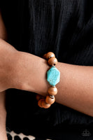 Abundantly Artisan - Blue Bracelets New Arrivals-Lovelee's Treasures-blue,bracelets,Brown wooden beads,jewelry,new arrivals,turquoise stone accents,wood