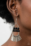 A FLARE For Fierceness - Black Earrings New Arrivals-Lovelee's Treasures-black beads,earrings,jewelry,new arrivals,silver