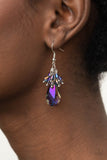 Paparazzi ~ Well Versed in Sparkle - Purple       Earrings-Lovelee's Treasures-earrings,iridescent teardrop,jewelry,oil spill,purple