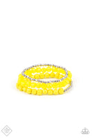 Vacay Vagabond - Yellow Bracelets New Arrivals-Lovelee's Treasures-bracelets,fashion fix bracelets,jewelry,new arrivals 4/22/21,stretchy bands,yellow