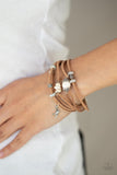 Paparazzi ~ Canyon Flight - White Bracelets New Arrivals-Lovelee's Treasures-bracelets,brown suede,jewelry,layered look,new arrivals,white