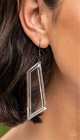 Paparazzi - The Final Cut - Black Earrings New Arrivals-Lovelee's Treasures-black,clear,coming soon Pre-Order,crystal-like acrylic,earrings,fashion fix Earrings,jewelry