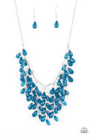 Garden Fairytale - Blue Necklaces             New Arrivals-Lovelee's Treasures-blue,Blue teardrop,jewelry,leafy fringe,necklaces,new arrivals
