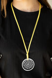 Paparazzi - One MANDALA Show - Yellow Necklaces New Arrivals-Lovelee's Treasures-jewelry,necklaces,new arrivals,suede cording,yellow