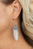 Pyramid SHEEN - Silver Earrings    New Arrivals-Lovelee's Treasures-dainty hematite rhinestones,earrings,fringe,jewelry,new arrivals,silver,standard fishhook fitting