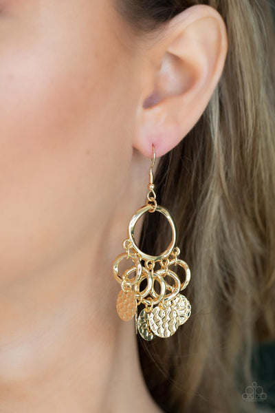Partners in CHIME - Gold Earrings COMING SOON Pre-Order-Lovelee's Treasures-asymmetrical,earrings,gold,jewelry,standard fishhook fitting