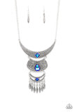 Lunar Enchantment - Blue Necklaces   New Arrivals-Lovelee's Treasures-blue,blue UV shimmer,half moon,jewelry,necklaces,new arrivals,teardrop rhinestones