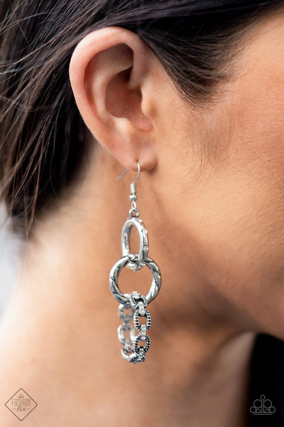 Shameless Shine - White Earrings New Arrivals-Lovelee's Treasures-chain-like patterns,earrings,fashion fix earrings,jewelry,new arrivals,silver